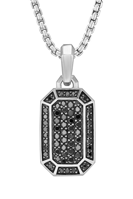Streamline Amulet, Sterling Silver & Black Diamonds